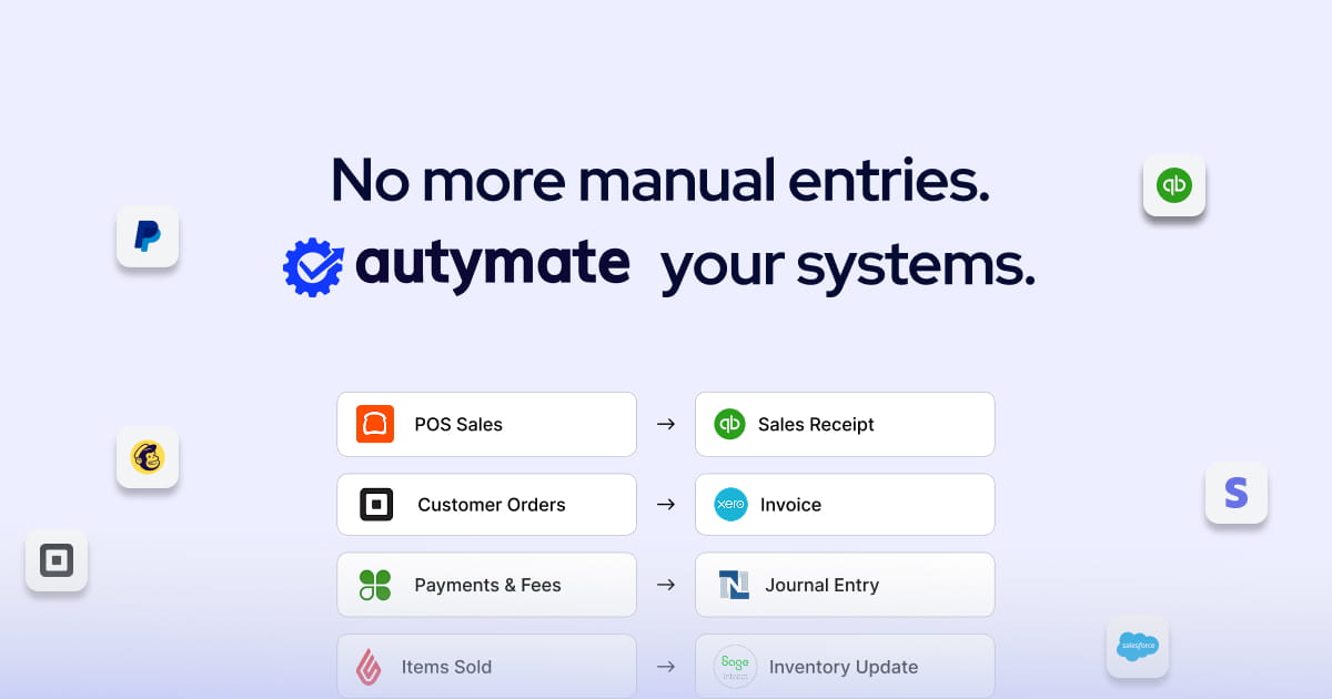 POS sales, customer orders and payments flowing automatically into QuickBooks, Xero and Sage Intacct